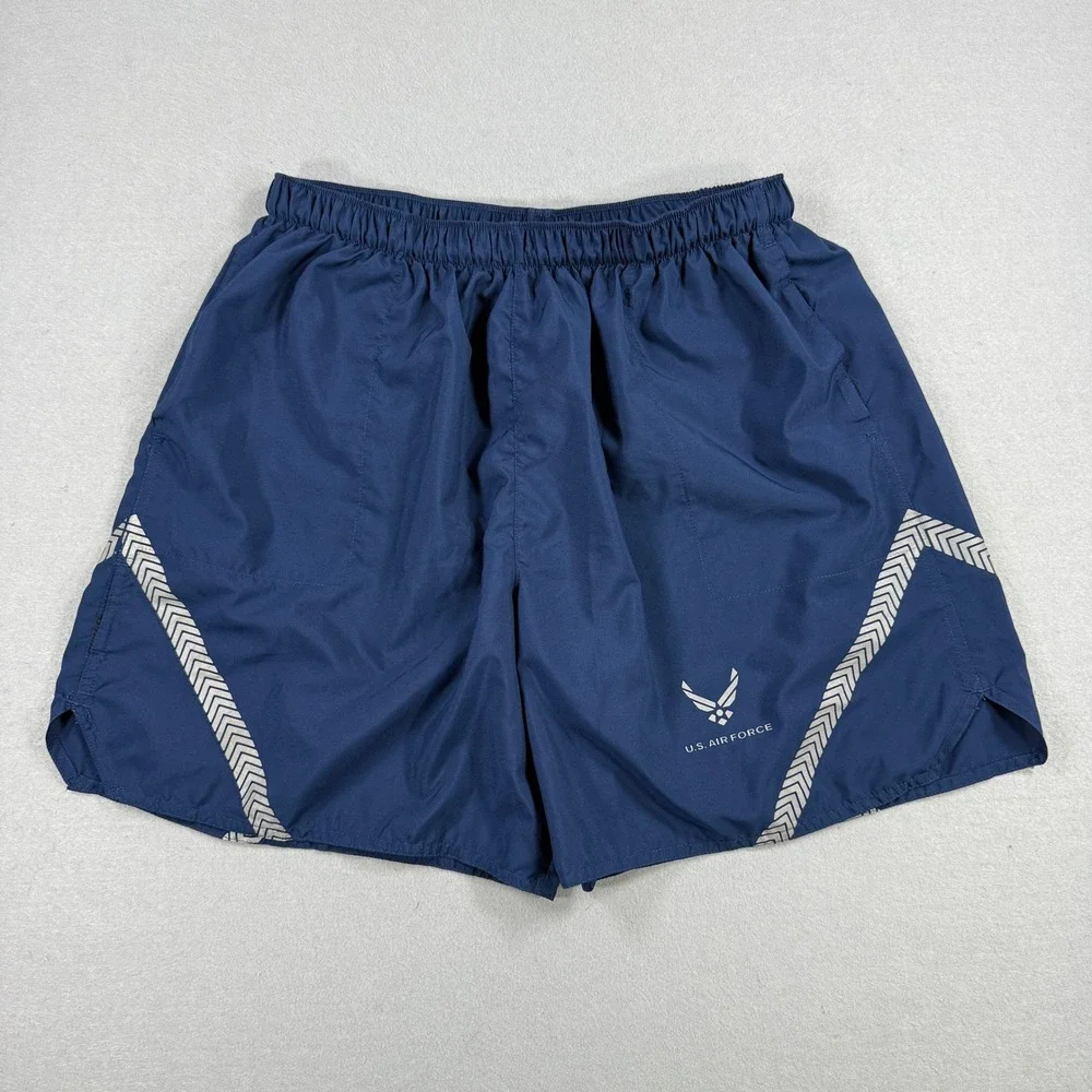 U.S. Air Force PT Shorts Men Large Blue Reflective IPTU Athletic Training Trunks